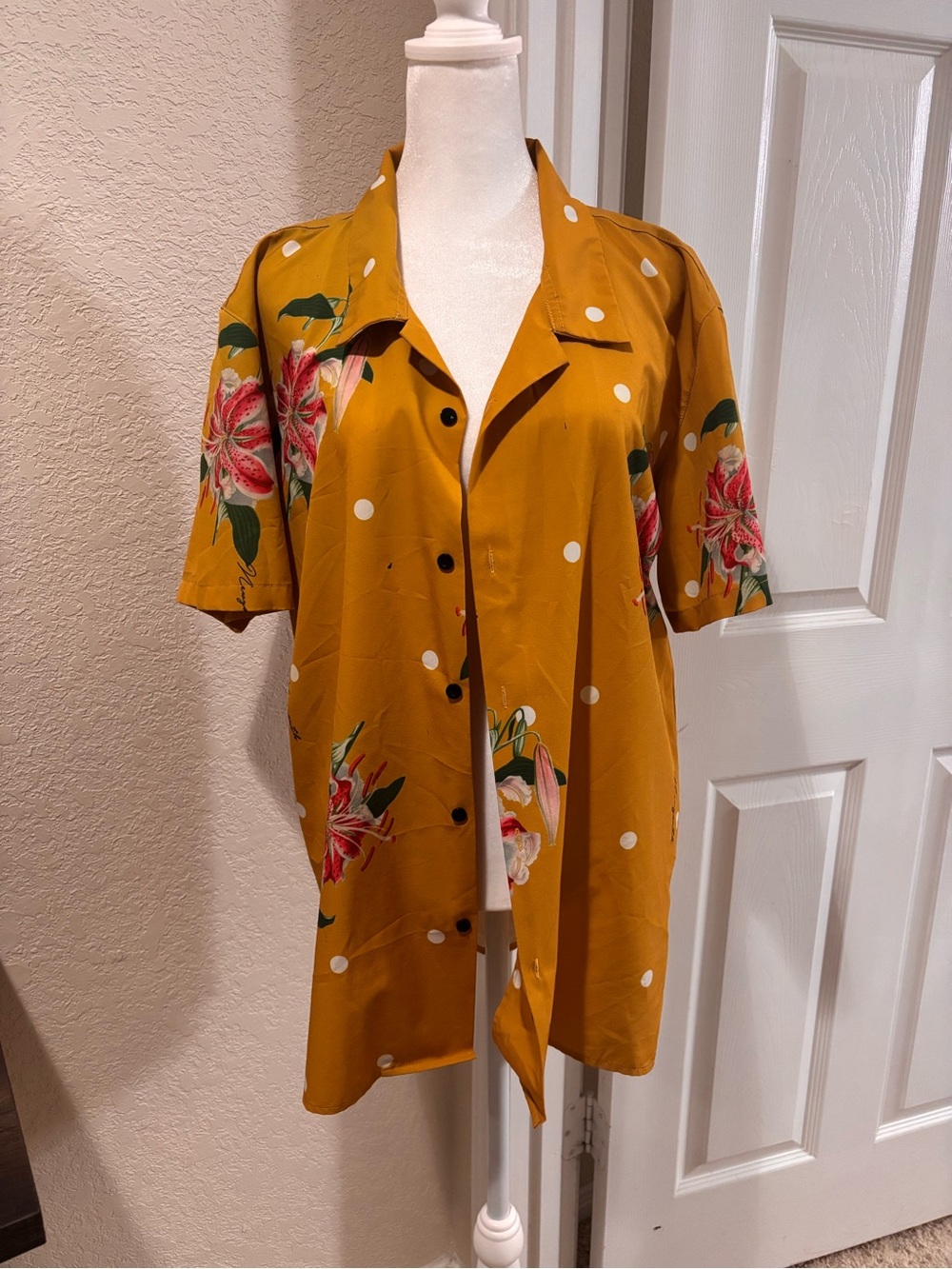 PacSun Mustard Floral Button-Down Shirt